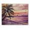 Designart - Pink and Purple Palm Beach Sunset - Nautical & Coastal Print on Natural Pine Wood